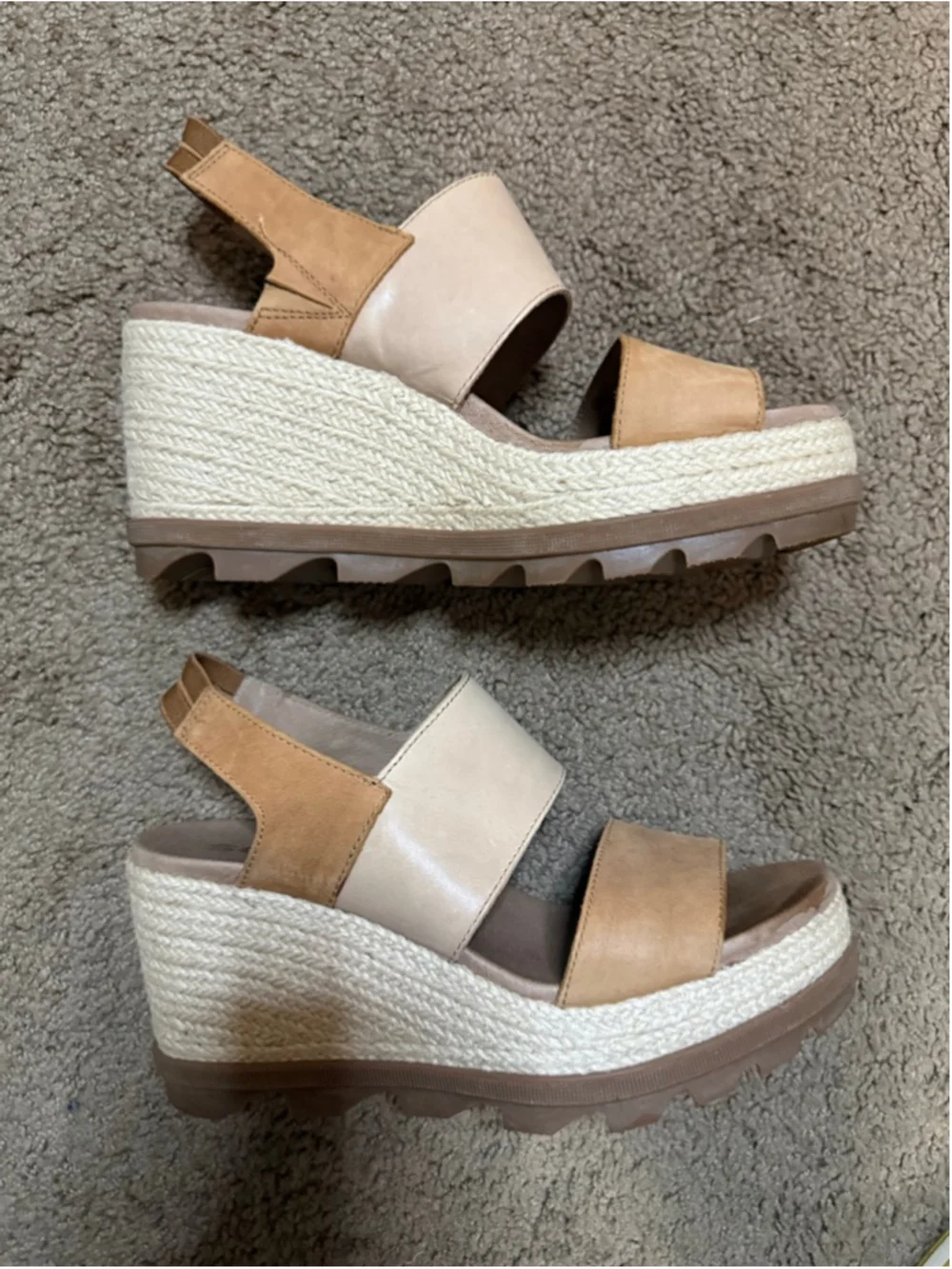 Women's Sorel Tan Joanie Li Beige Wedge Sandals Size 10.5